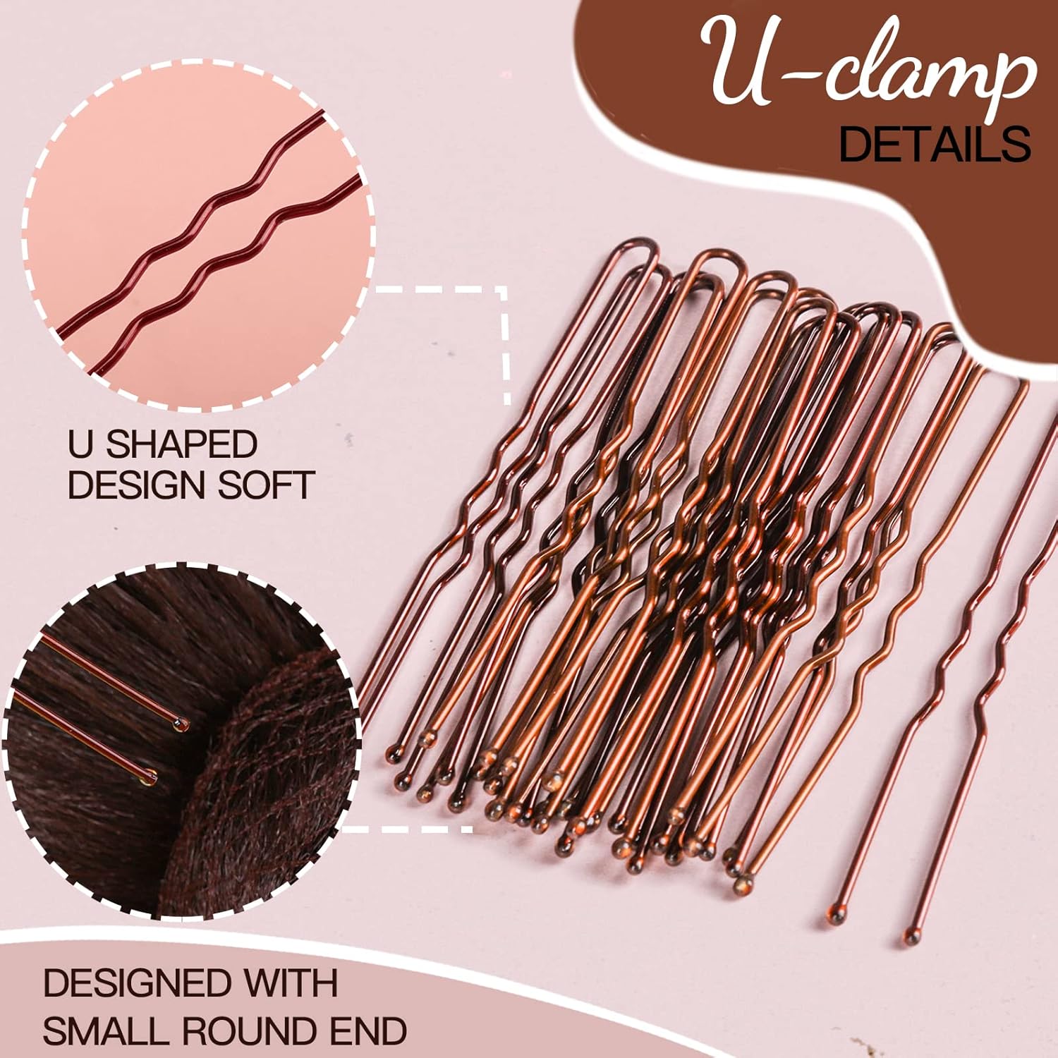Hair Accessories Set: 20PCS Mesh Hair Nets Invisible and 40PCS U Shaped Hair Pins for Women, Girls, Ballet Bun Maker & Dance Hair Nets- 20 inch 50cm , Hair Pins- 2.4 inch 6cm , Brown