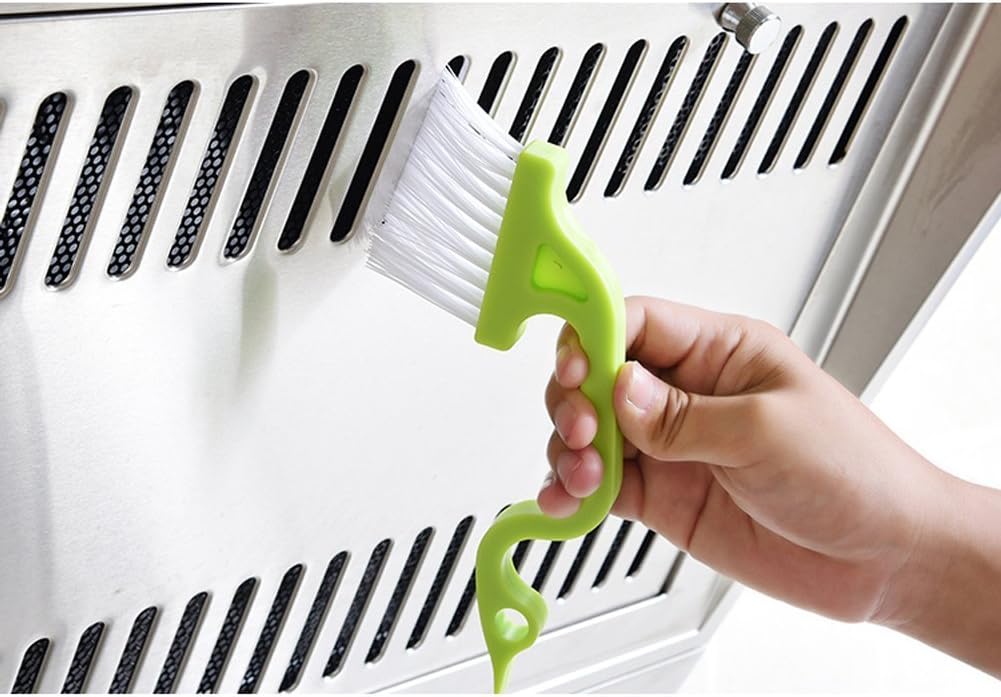 2pcs Hand-held Groove Gap Cleaning Tools Door Window Track Kitchen Cleaning Brushes Green