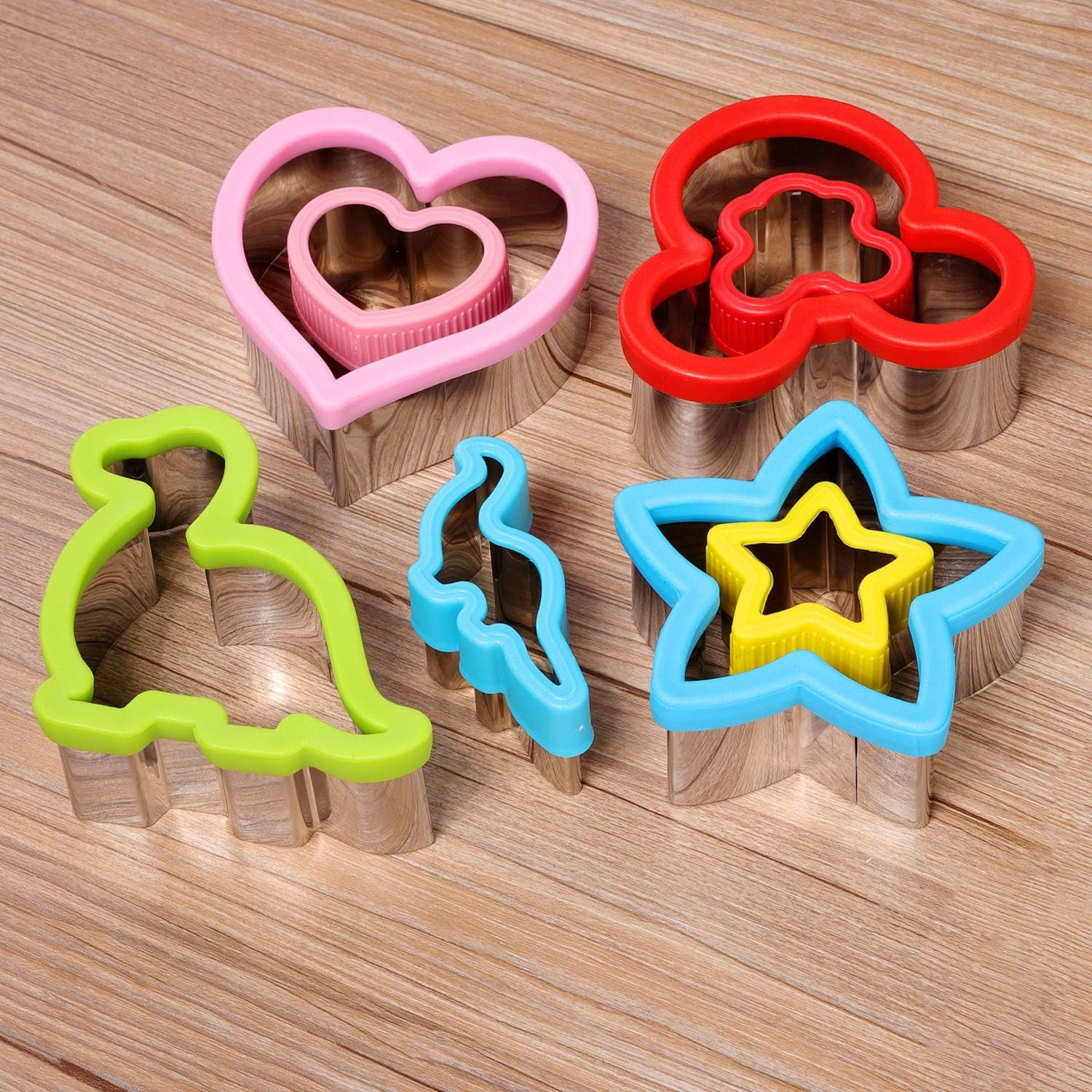 Stainless Steel Sandwiches Cutter Set, Dinosaur & Heart & Star Shapes Sandwiches Cutter Cookie Cutter -Food Grade Cookie Cutter Mold for Kids Big+Medium, 8pack