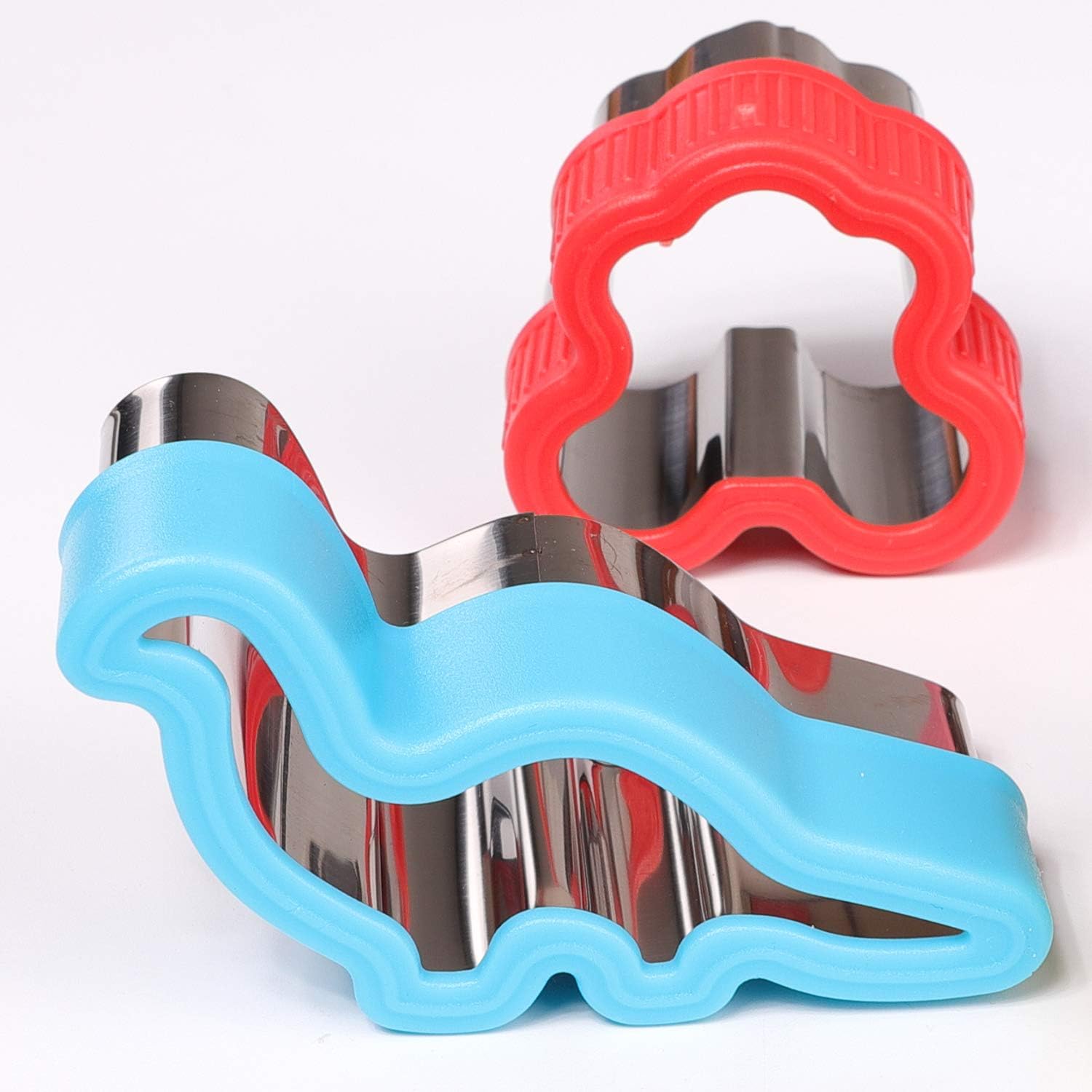 Stainless Steel Sandwiches Cutter Set, Dinosaur & Heart & Star Shapes Sandwiches Cutter Cookie Cutter -Food Grade Cookie Cutter Mold for Kids Big+Medium, 8pack
