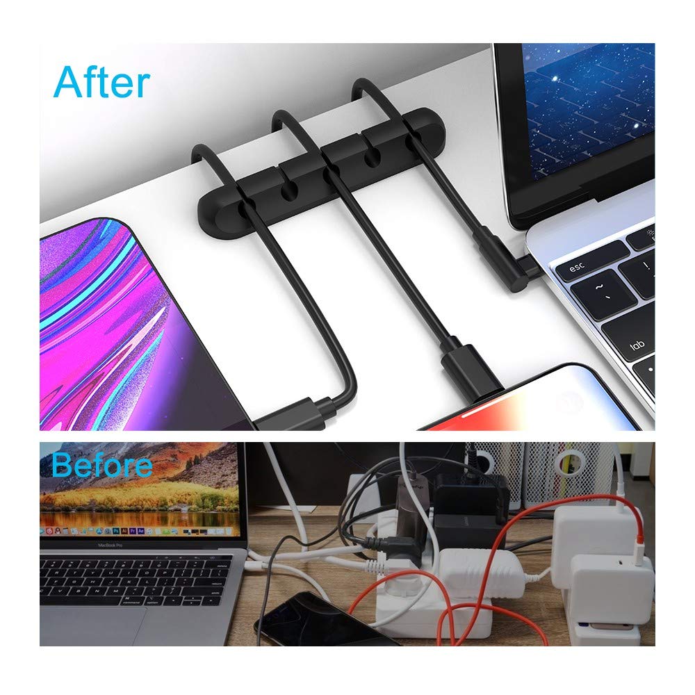 Adhesive Cable Clips, Cord Holder Cable Management, Cord Organizer USB Cable Power Wire/Cord, 2 Packs Cable Organizer for Car Home and Office 5, 3 Slots