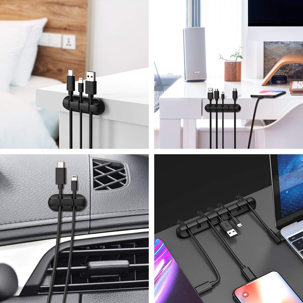 Adhesive Cable Clips, Cord Holder Cable Management, Cord Organizer USB Cable Power Wire/Cord, 2 Packs Cable Organizer for Car Home and Office 5, 3 Slots