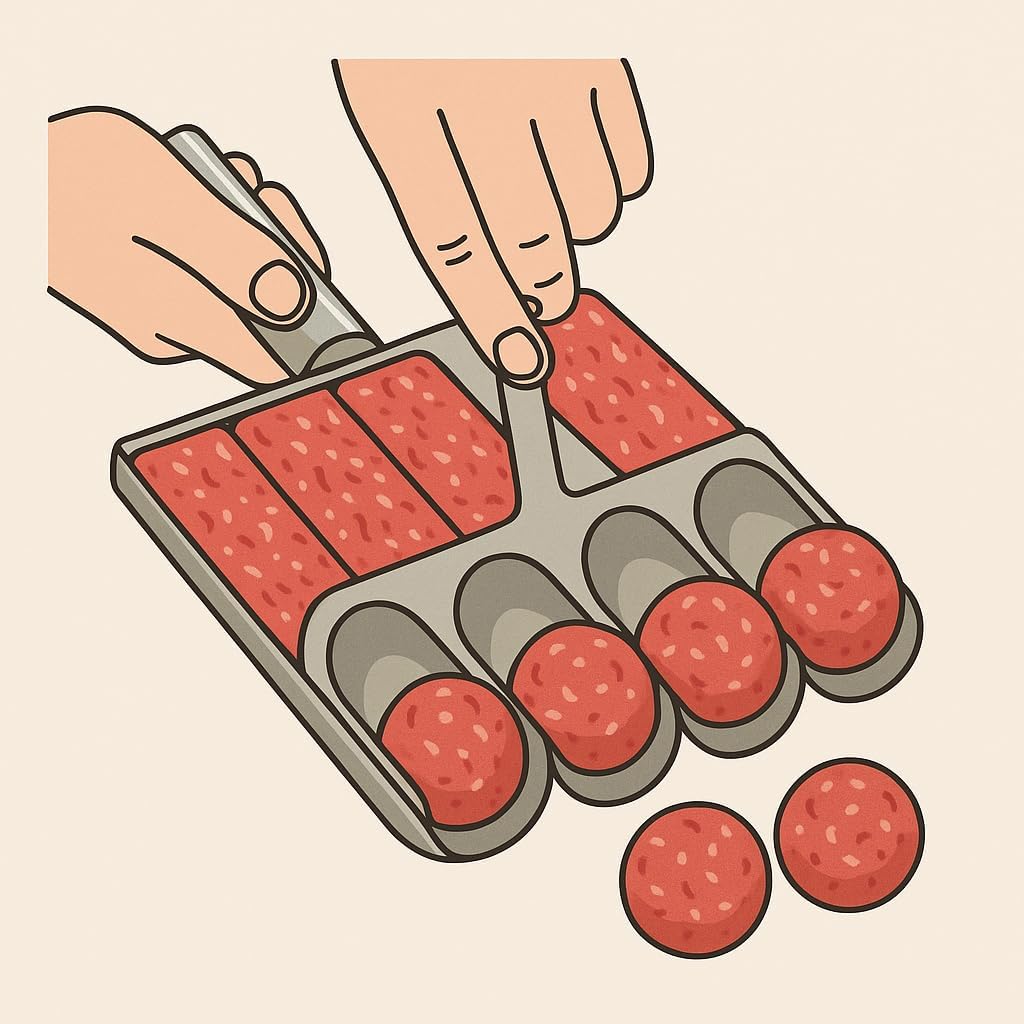 Meatball Maker Tool, 304 Stainless Steel Kitchen Manual Non Stick Meatball Maker, Portable Meatball Spoon Ball Maker Kitchen Restaurant Must Have Meatball Making Set，Home Cooking Tools 4-channel