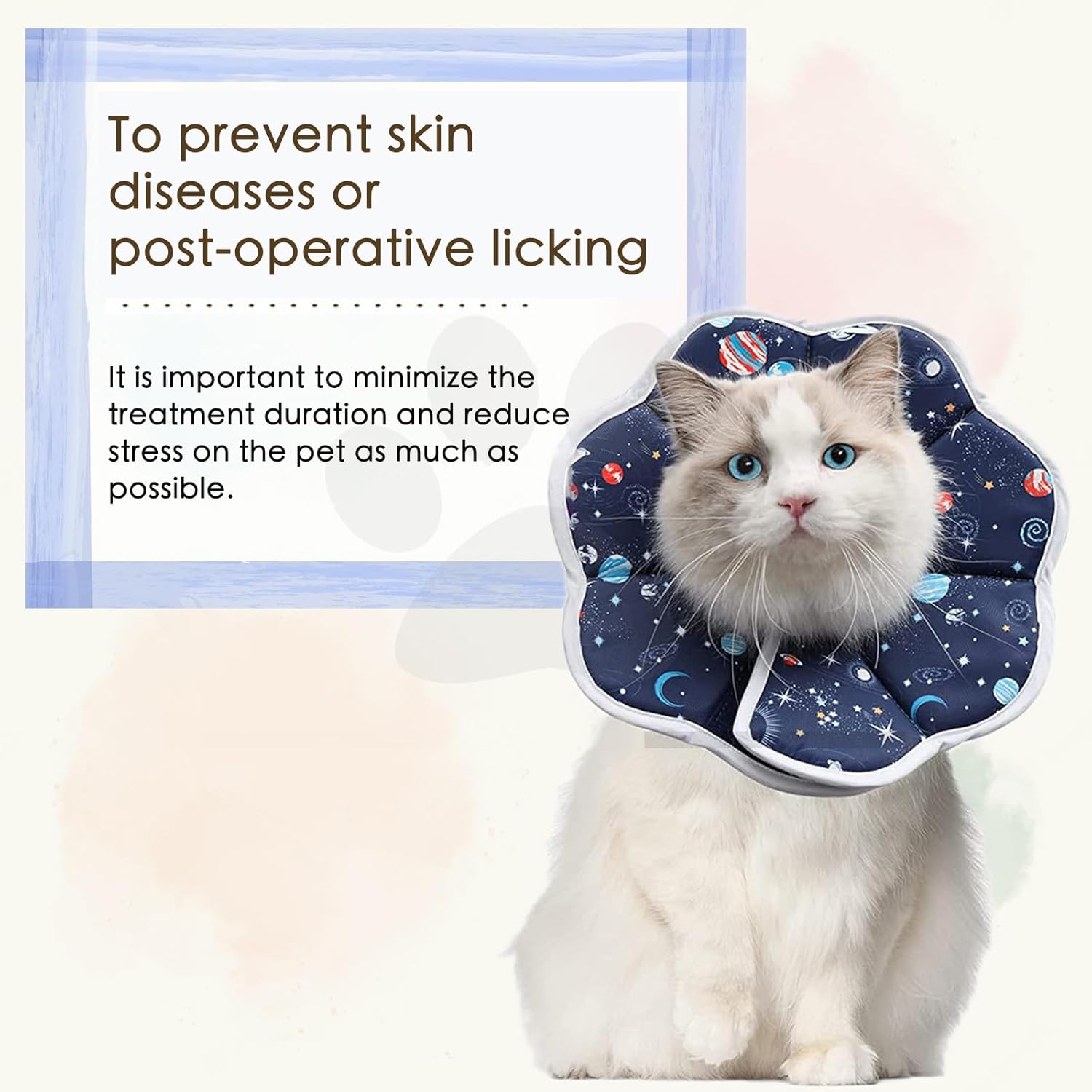 Soft Cat Recovery Collar,Adjustable Cat Cone,Cat Protective Cone Collar After Surgery,for Cats Starry Sky, M