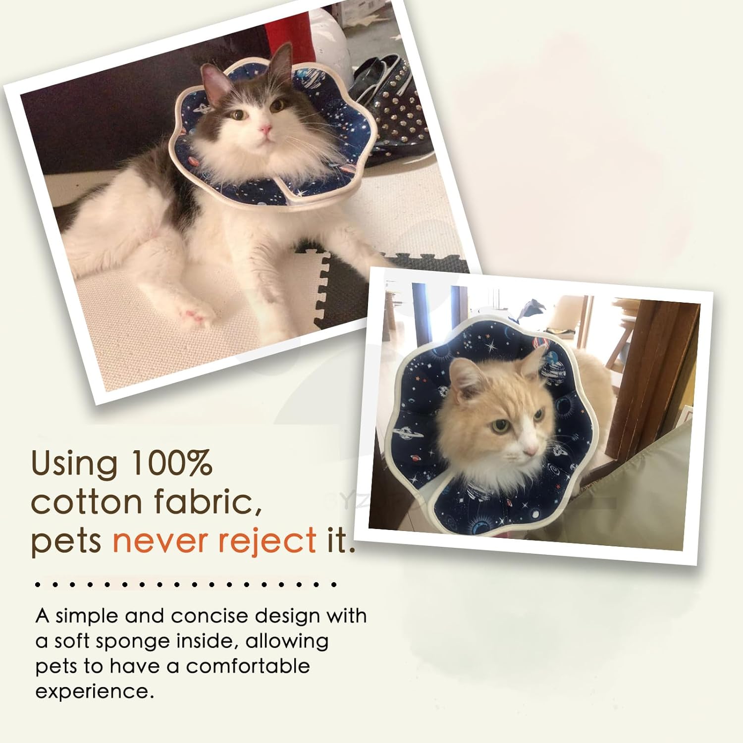 Soft Cat Recovery Collar,Adjustable Cat Cone,Cat Protective Cone Collar After Surgery,for Cats Starry Sky, M