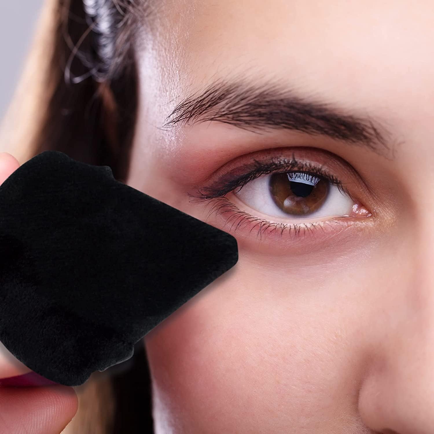 2 Pcs Triangle Powder Puff for Face Powder, Soft Plush Setting Powder Puff, Velour Cosmetic Foundation Blender Sponge Beauty Makeup Tools Black