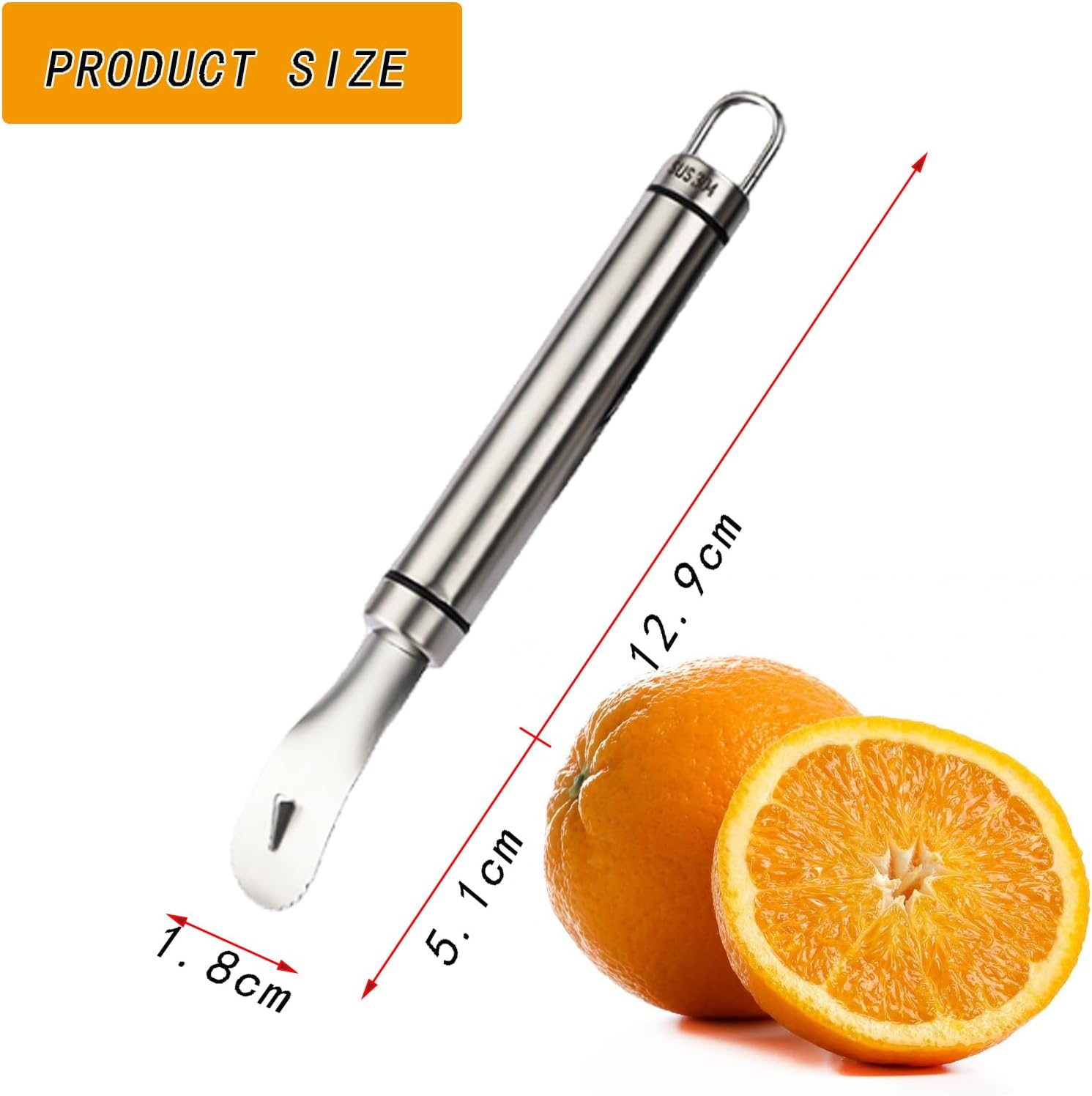 2PCS Stainless Steel Orange Peeler，Grapefruit Peeler，Easy to Peel, Long Handle Orange Citrus Peeler Tool, Triangular-Blade & Zigzag-Shovel Orange Peeler Gadget 2PCS