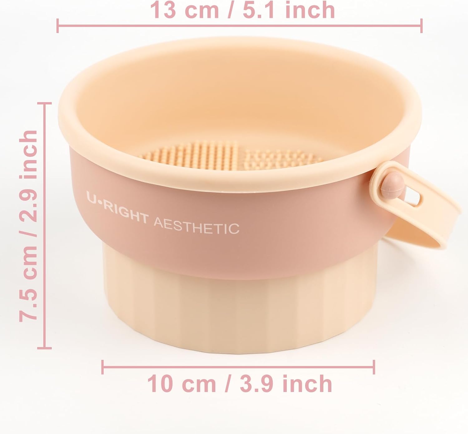 Makeup Brush Cleaner Mat 3 in 1 Silicone Makeup Brush Cleaning Bowl with Drying Holder Brush Cleaning Scrubber Tool Cosmetic Brush Cleaner with Holder for Storage Stand Pink