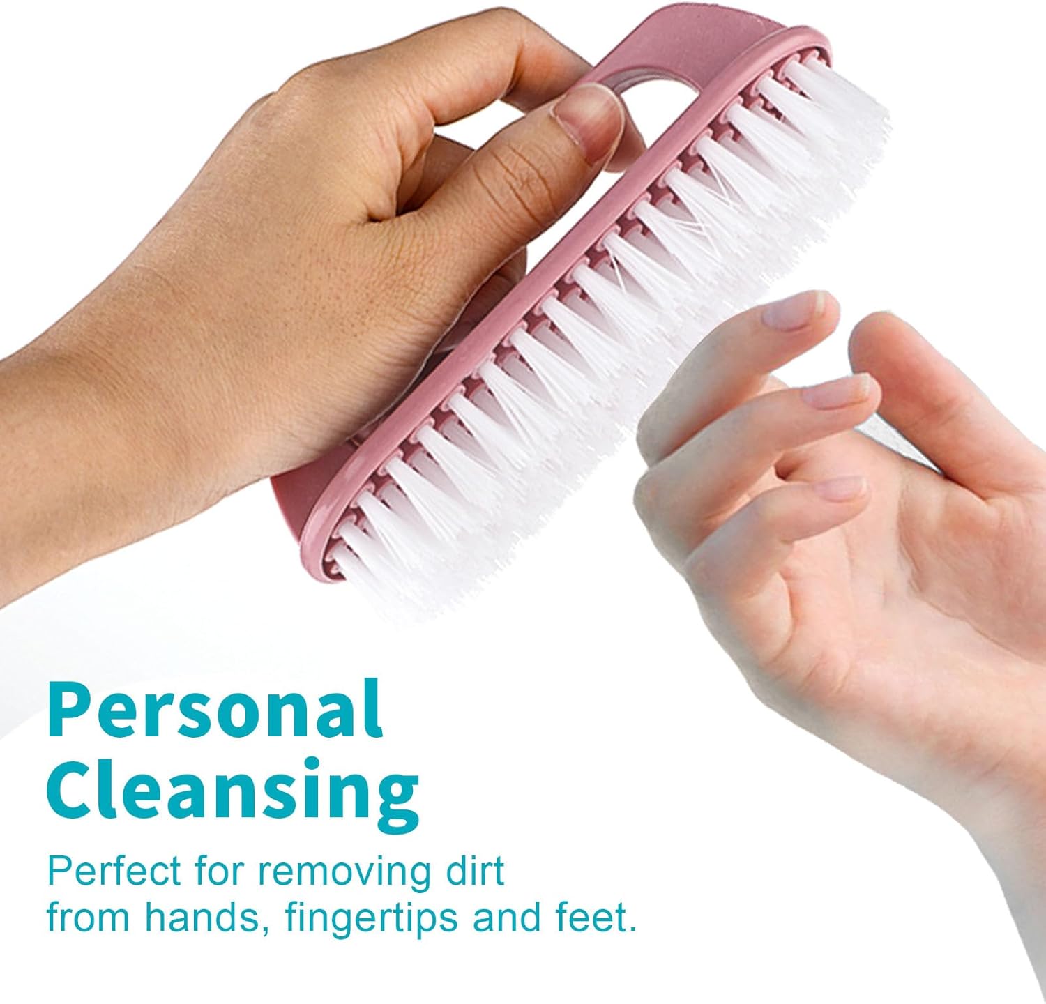 Hand Nail Cleaning Brush, 2 Pcs Durable Stiff Bristles Fingernails Scrub Cleaner with Handle Pink, Green