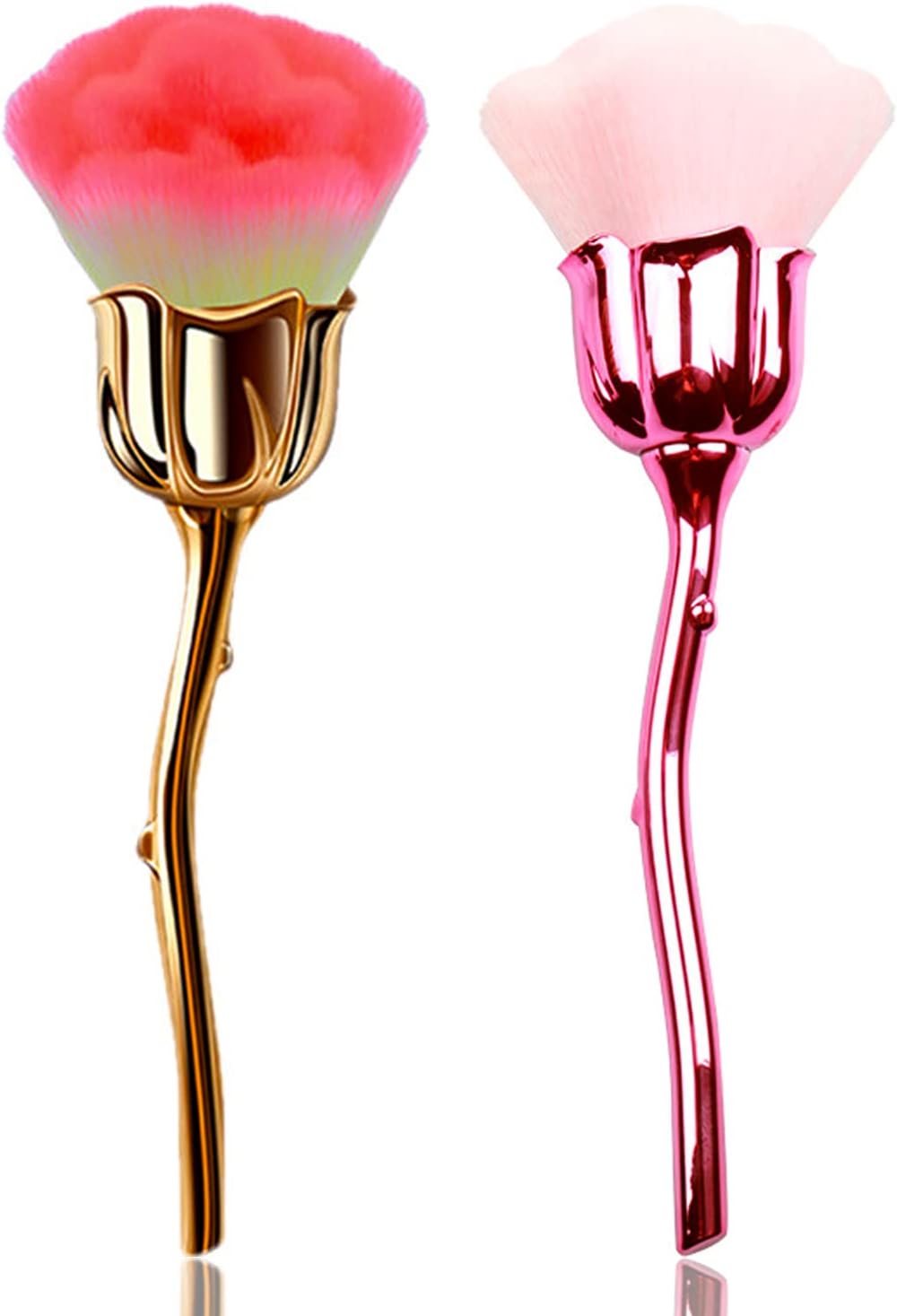 2 Pieces Rose Makeup Brushes Blush Brush Super Large Face Powder Makeup Brushes kabuki brushes for Powder Cosmetic Nail Dust Brush Loose Powder Brush Makeup Manicure Gold/Pink