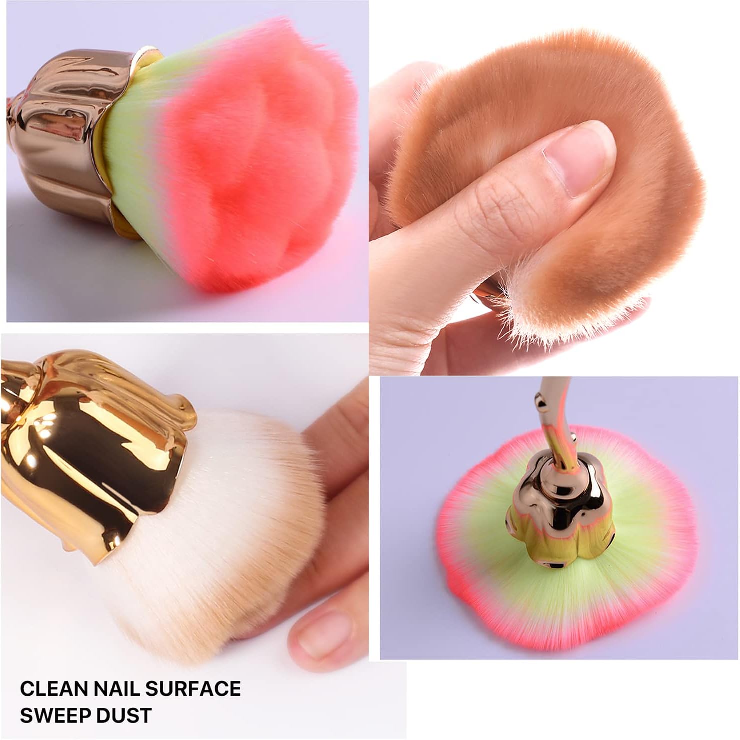 2 Pieces Rose Makeup Brushes Blush Brush Super Large Face Powder Makeup Brushes kabuki brushes for Powder Cosmetic Nail Dust Brush Loose Powder Brush Makeup Manicure Gold/Pink
