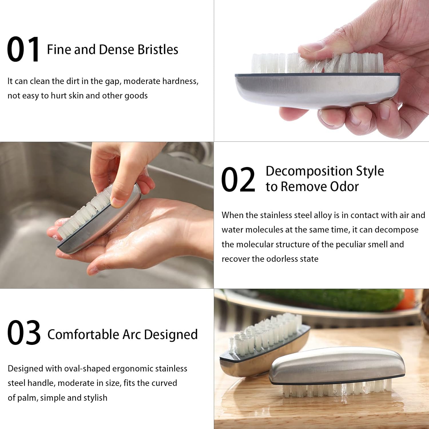 4 Pieces Nail Cleaning Brush, Stainless Steel Fingernail Hand Scrubbing Brushes for Nails Toes Pedicure Nail Cleaning and Scrubbing