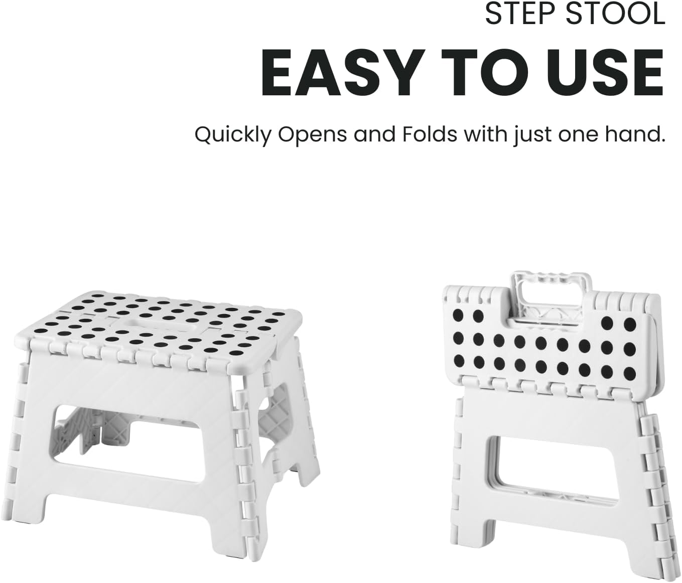 Folding Step Stool, 9 Inch Lightweight Foldable Stool Kids Step Stool for Kitchen Bathroom Home Bedroom, Sturdy Kid Foot Stepping Stool, White