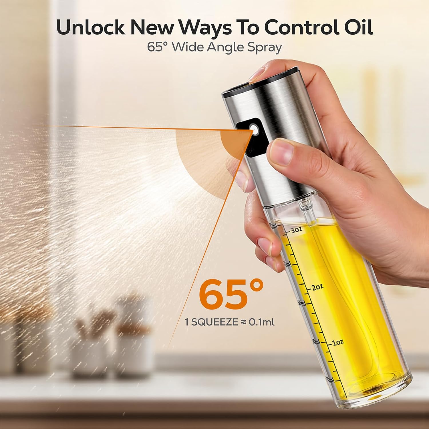Oil Spray Bottle 2Pcs: Olive Sprayer for Cooking, Olive Oil Dispenser Bottle for Kitchen Gadgets,Food-grade Glass Oil Mister for Air Fryer, Frying, Salad, BBQ 2