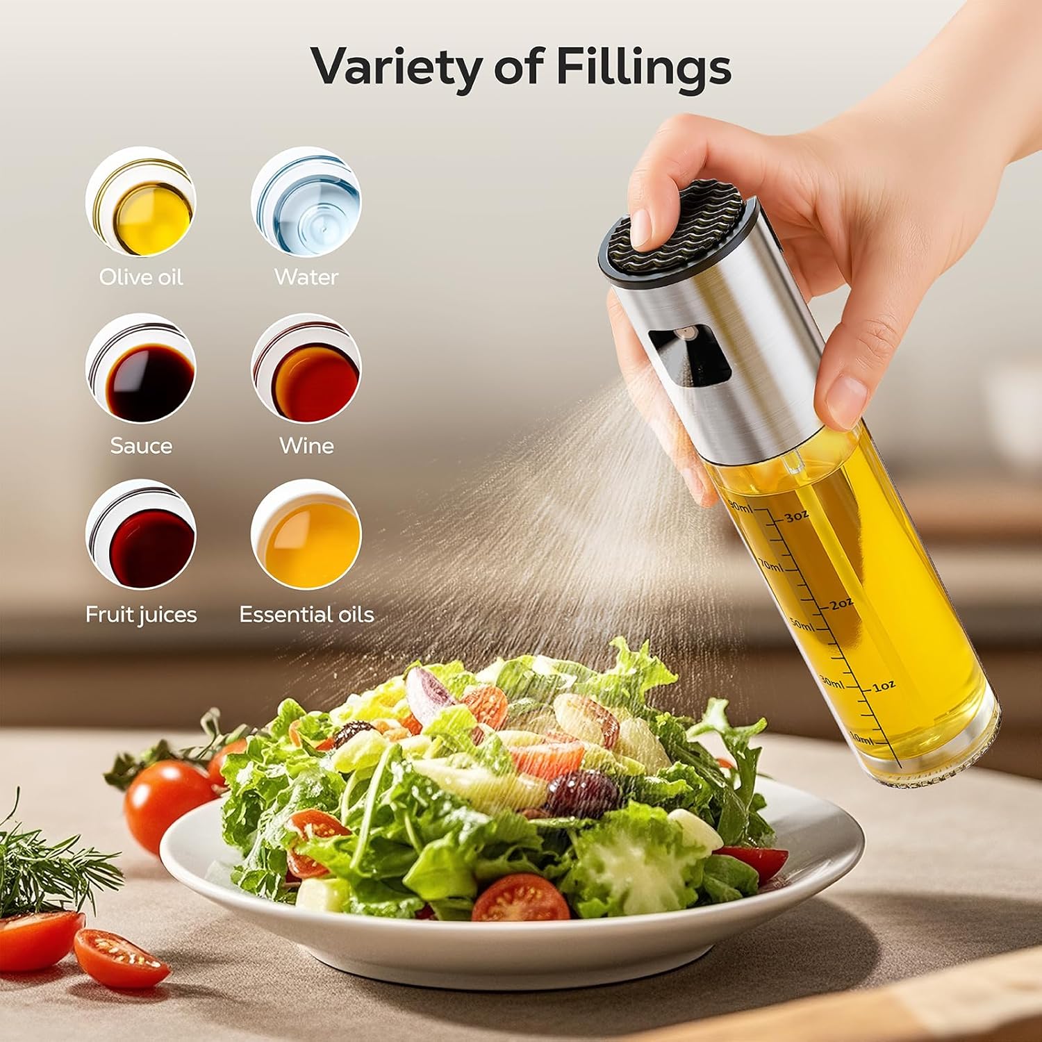 Oil Spray Bottle 2Pcs: Olive Sprayer for Cooking, Olive Oil Dispenser Bottle for Kitchen Gadgets,Food-grade Glass Oil Mister for Air Fryer, Frying, Salad, BBQ 2