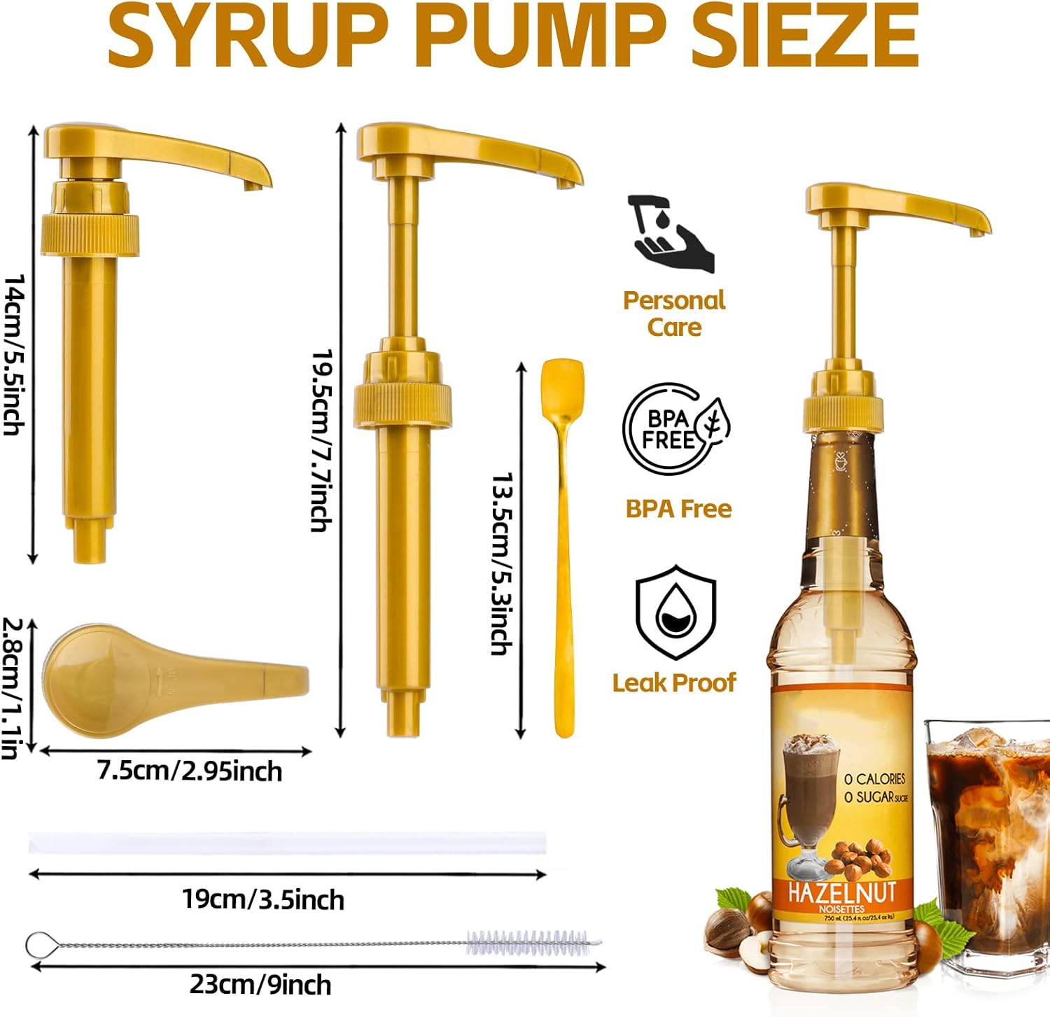4PCS Syrup Pump for 25.4 Oz/750ml Flavorings Bottles, Coffee Syrup Pump Dispenser, Compatible with Torani, Matteo's, DaVinci, Jordans Skinny Syrups Bottles, Syrup Dispenser for Coffee Bar Accessories