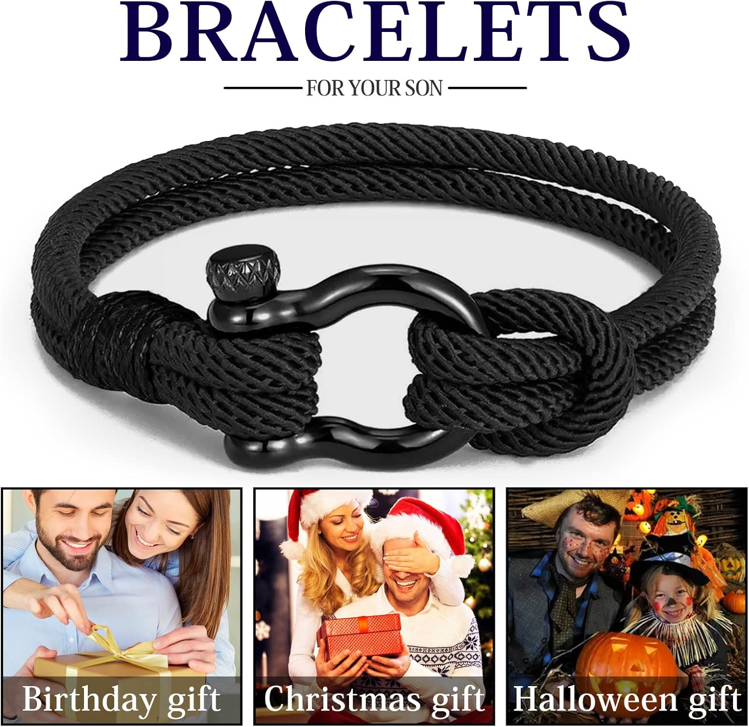 To My Son Bracelet from Mom with Inspirational Love Quotes, I Will Always Be with You Leather Bracelets for Men, Showing Mother Love You Forever, Personalized Custom Men Bracelets Graduation Birthday Back to School Gifts for Son from Mom