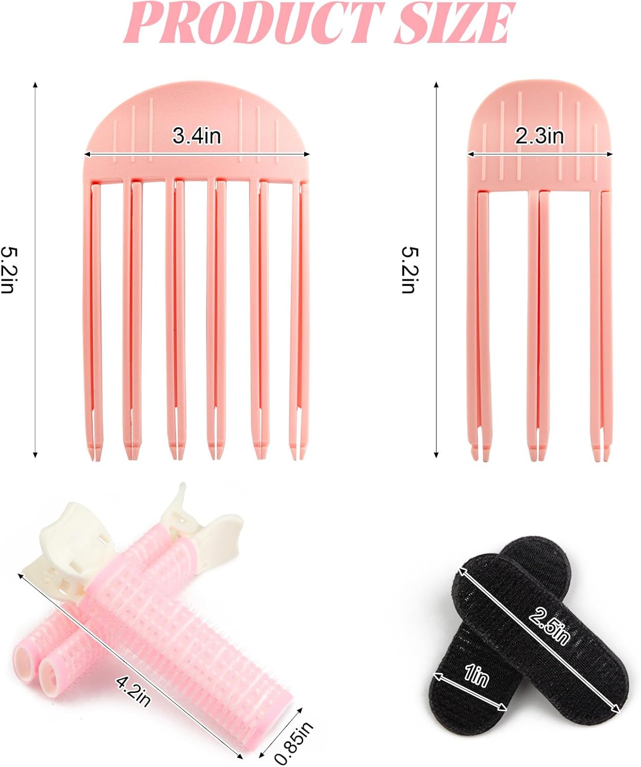 6Pcs Volumizing Hair Clips - Hair Volume Clips for Fluffy Bangs, Spong Bun Updo Volumizing Hair Root Clips Hair Comb Tool Pink