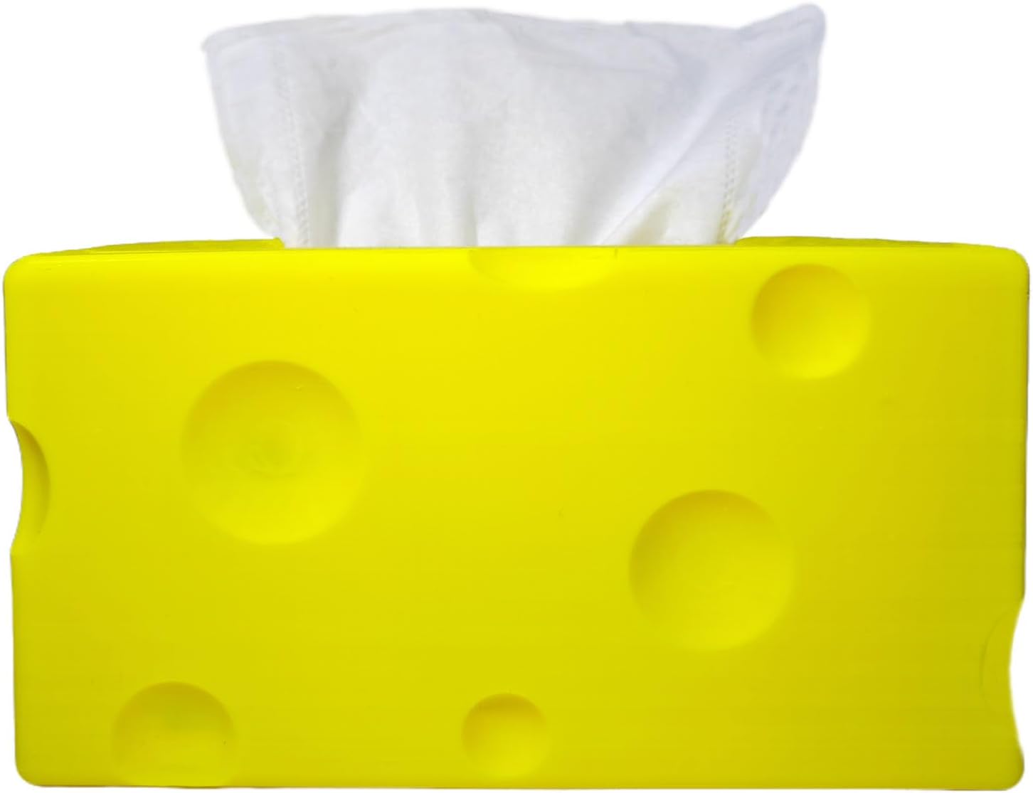 Cheese Automatic Sinking Tissue Box Cover, Stylish Rectangle Sunken Tissue Box Holder with Pull-Out Bottom, Decorative Tissue Cover for Bathroom Toilet Bedroom Table Desk Office Yellow