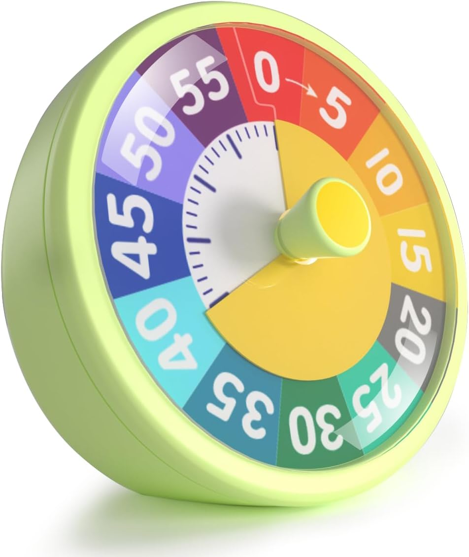 60 Minute Visual Timer for Classroom Kids Teachers, 4-Inch Countdown Timer for Kitchen Cooking, Toddler, Training, Study, Work Battery Not Included