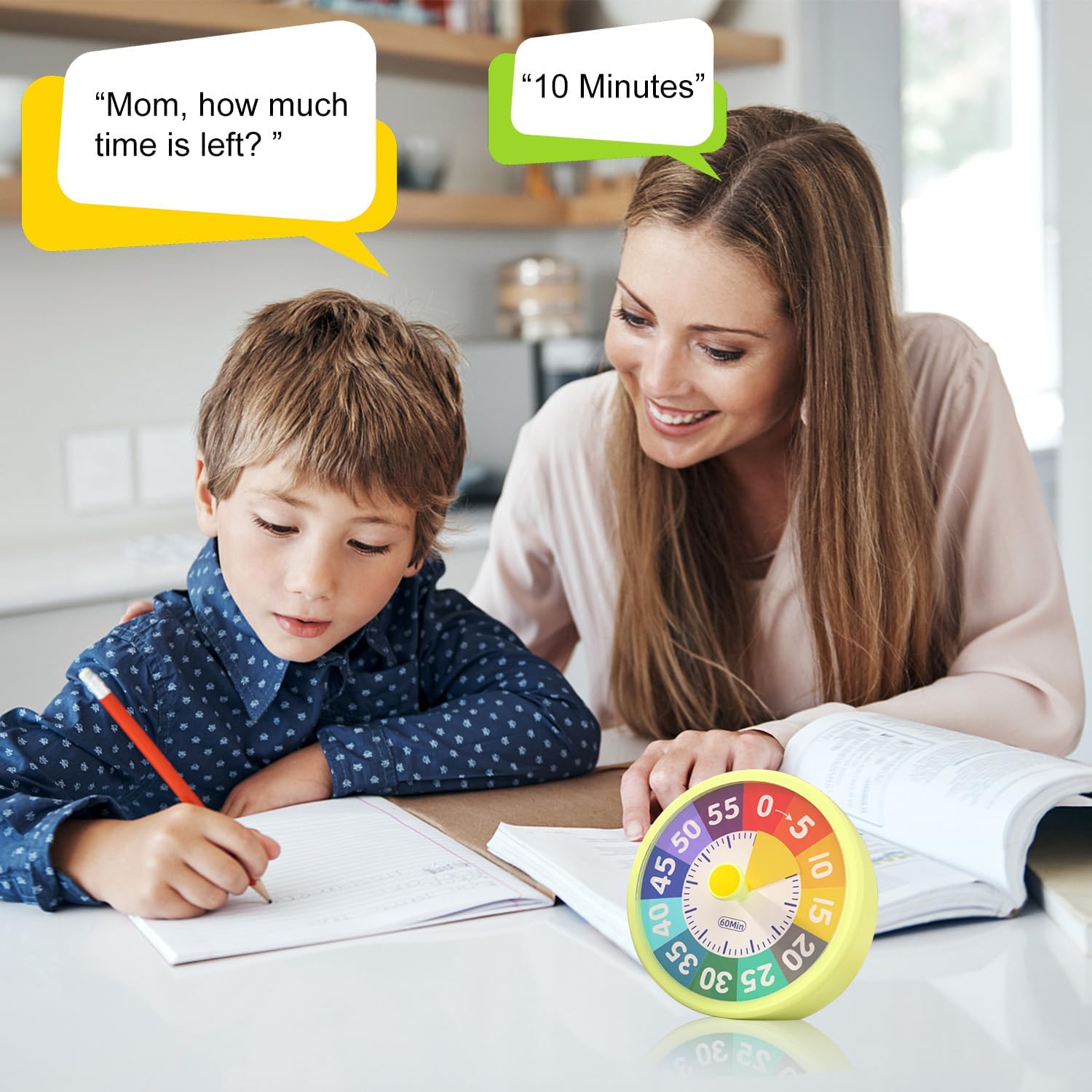 60 Minute Visual Timer for Classroom Kids Teachers, 4-Inch Countdown Timer for Kitchen Cooking, Toddler, Training, Study, Work Battery Not Included
