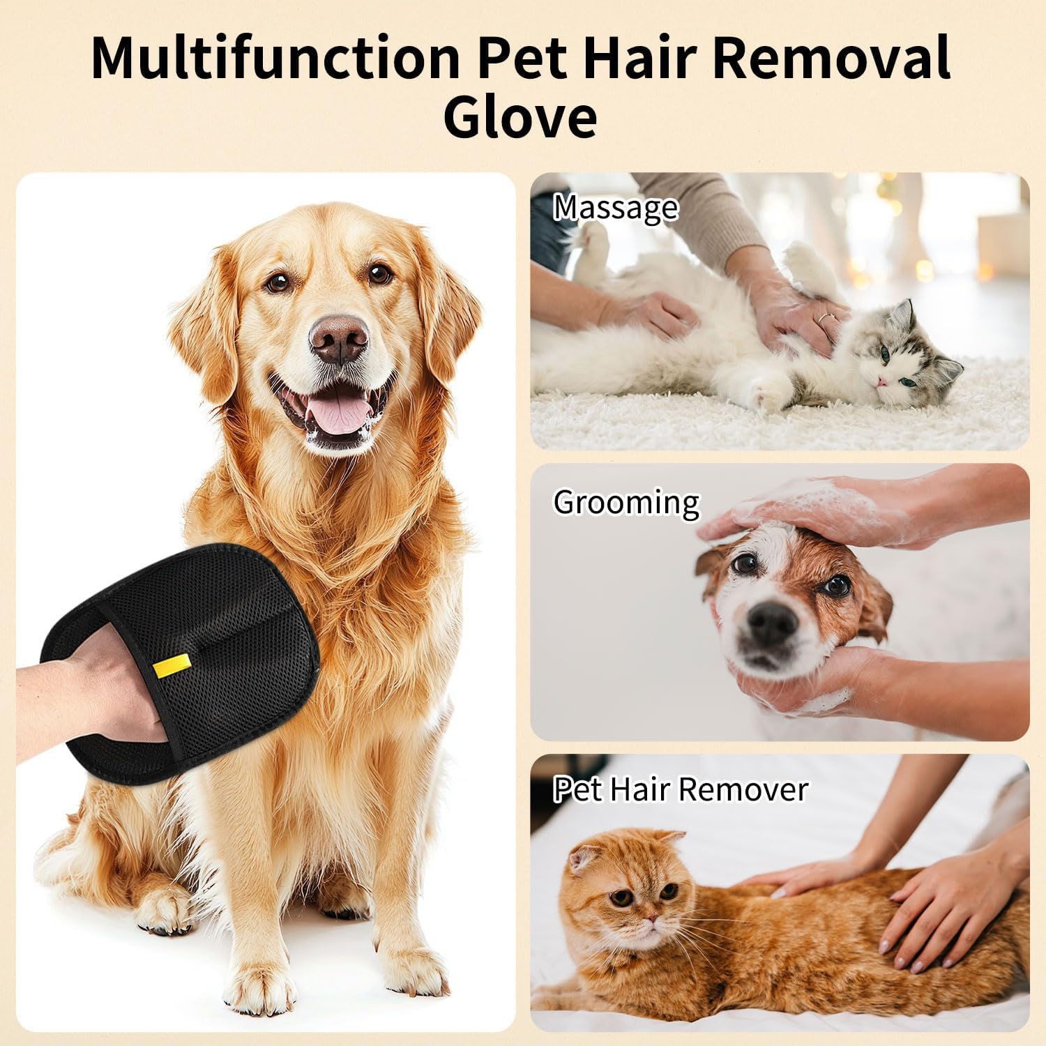 2PCS Double-Sided Pet Hair Remover Gloves, Electrostatic Cat Dog Pet Grooming Gloves, Pet Hair Remover for Carpet Couch Car, Versatile Pet Hair Remover for Washing Deshedding Grooming