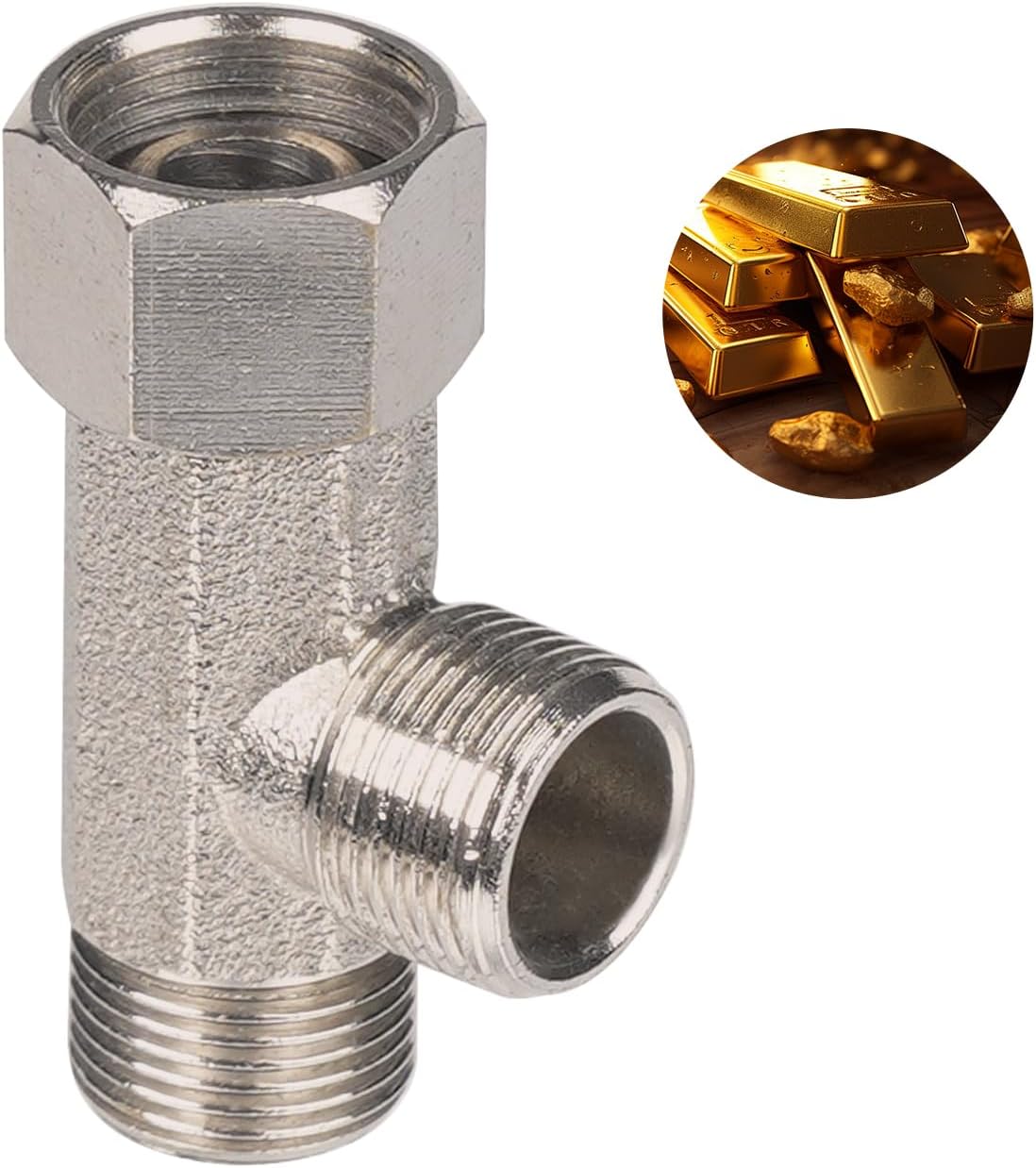 Bidet T Adapter, Metal T Valve for Bidet 3/8” x 3/8” x 3/8” , 3 Way Tee Connector Bidet Attachment for Toilet