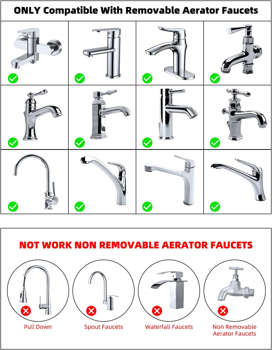 Faucet Adapter Kit, Swivel Aerator Adapter to Connect Garden Hose - Multi-Thread Kitchen Sink Faucet to Garden Hose Adapter 3/4 Inch - Chrome Finished