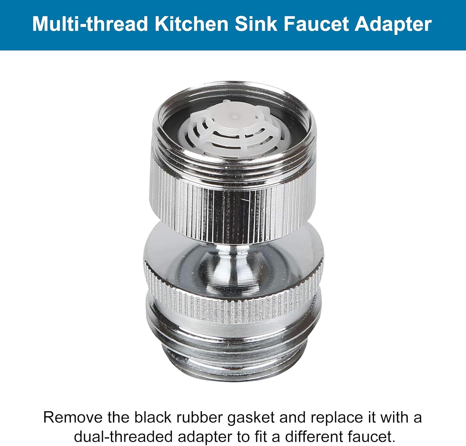 Faucet Adapter Kit, Swivel Aerator Adapter to Connect Garden Hose - Multi-Thread Kitchen Sink Faucet to Garden Hose Adapter 3/4 Inch - Chrome Finished