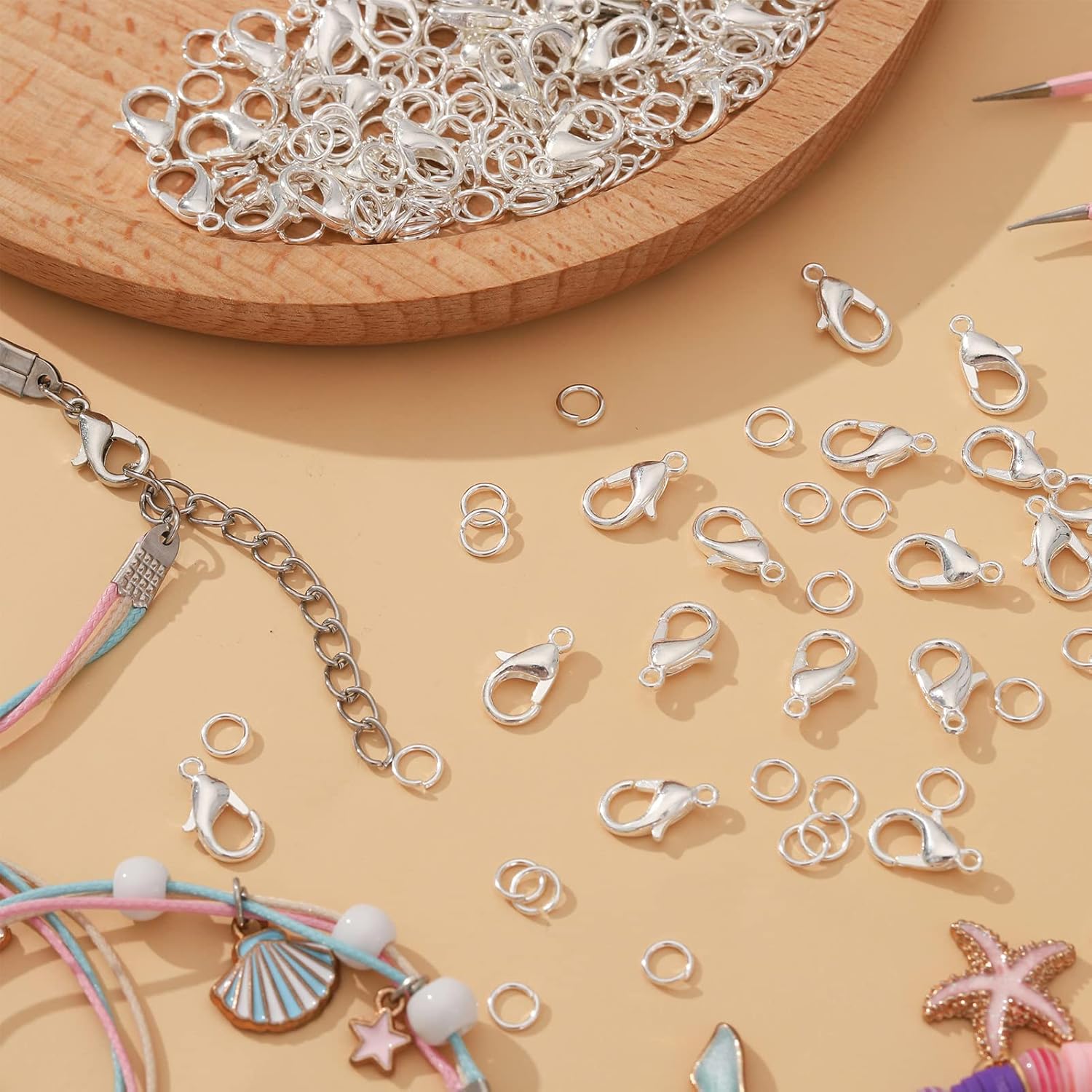 250pcs Lobster Claw Clasps With Open Jump Rings Set,jewelry Bracelet Connectors Necklace Clasp Bracelet Clasp Jump Rings For Jewelry Making silver