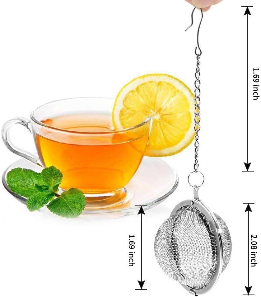 Store 2pcs Stainless Steel Mesh Tea Ball Inch Tea Strainers Tea Strainer Filters for Tea 2.1 inches