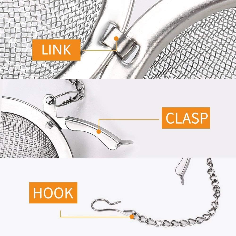 Store 2pcs Stainless Steel Mesh Tea Ball Inch Tea Strainers Tea Strainer Filters for Tea 2.1 inches