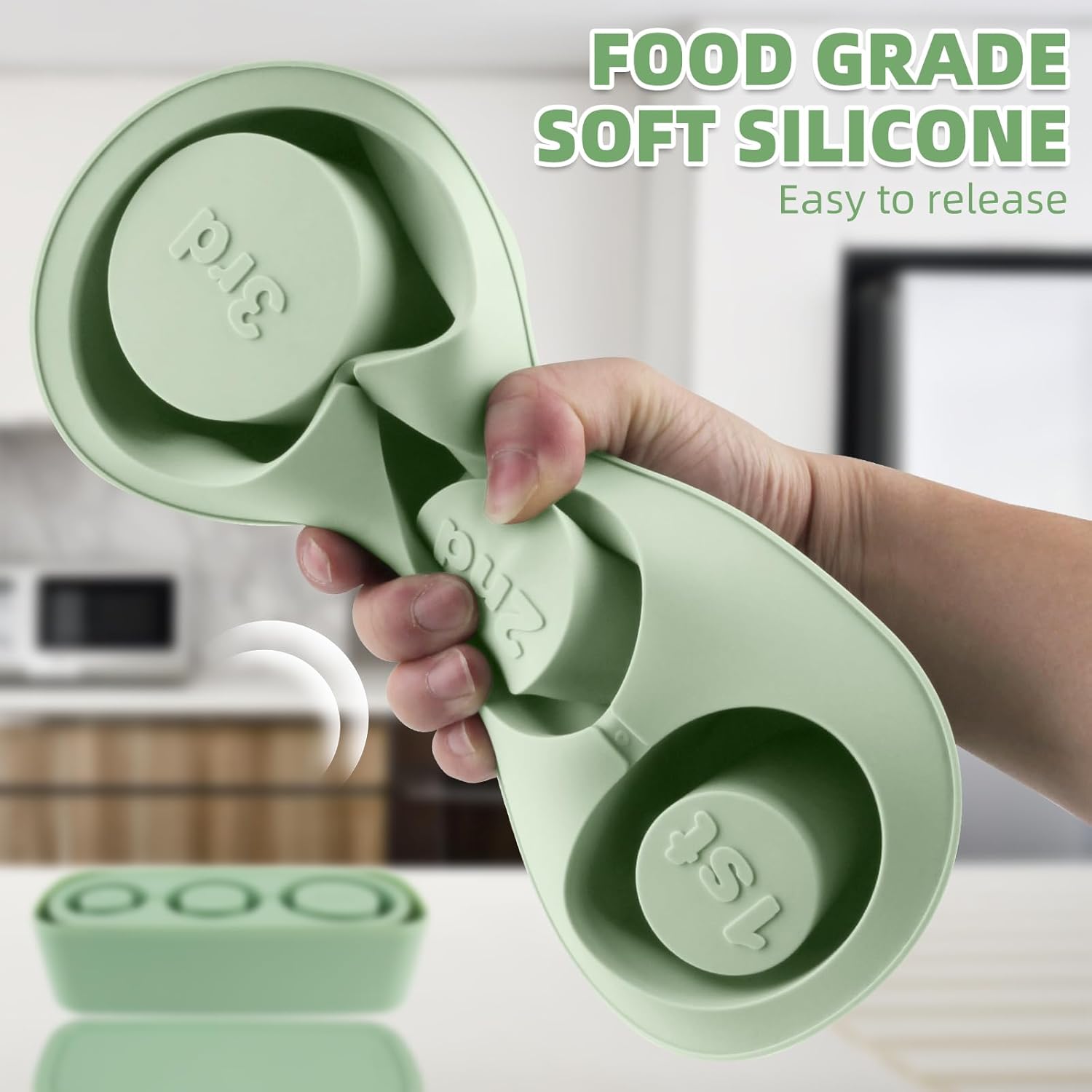Store Ice Cube Tray for Stanley Cup 30-40 oz Tumbler 3pcs Silicone Ice Cube Molds With Lid and Bin for Chilling Cocktails Whiskey Drinks Juice Coffee Easy Fill and Release Ice Maker Green, 40 oz