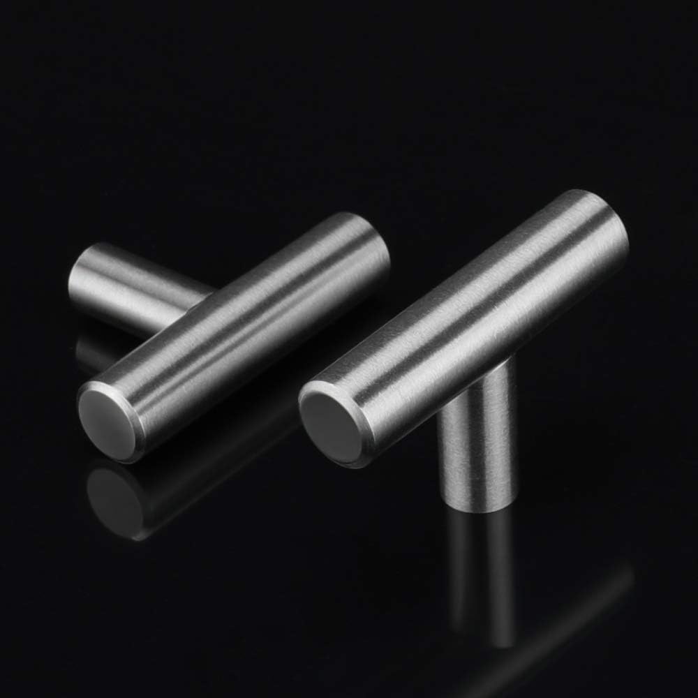 10 Pack Brushed Nickel Cabinet Knobs Cabinet Hardware - Brushed Nickel Drawer Knobs Kitchen Cabinet Knobs T Bar Drawer Pull Knobs 1/2 inch Diameter Overall Length 50mm
