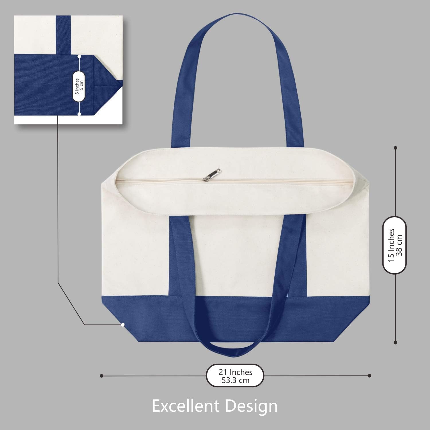 Stylish Canvas Tote Bag with an External Pocket, Top Zipper Closure, Daily Essentials
