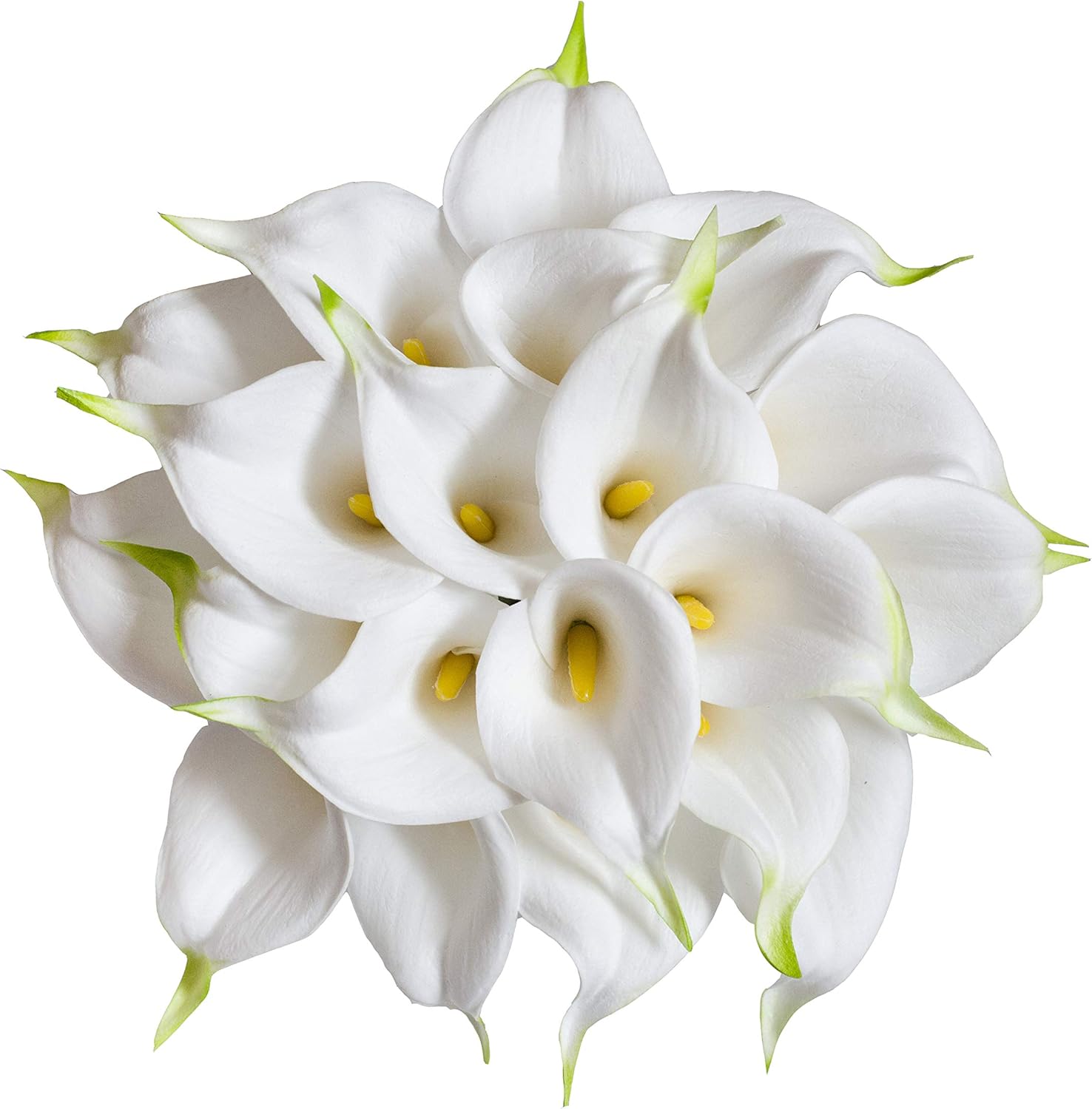 20Pcs Artificial Calla Lily Flower Real Touch Latex Flowers for DIY Wedding Bouquet Party Home Decor White-Yellow Core