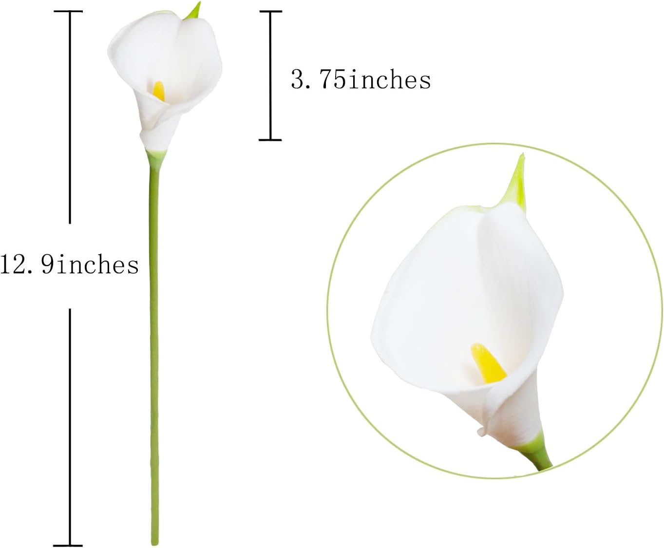 20Pcs Artificial Calla Lily Flower Real Touch Latex Flowers for DIY Wedding Bouquet Party Home Decor White-Yellow Core