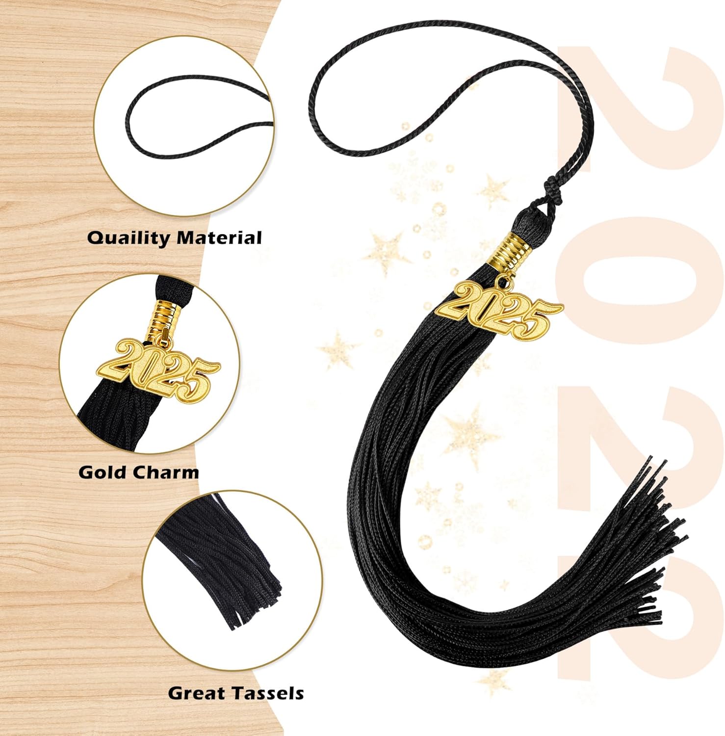 2025 Graduation Tassel, 1Pcs Graduation Cap Tassel 2025 Grad Graduation Tassel for 2025 Graduation Ceremonies Accessories Black
