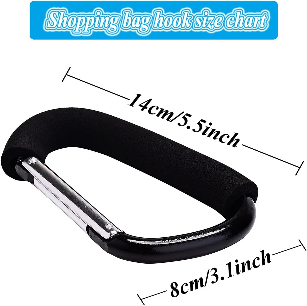 Stroller Hooks by Baby,Large Stroller Hooks for Mommy, 2 pcs Carabiner Stroller Hook Organizer for Hanging Purses, Diaper Bag, Shopping Bags Sky Blue