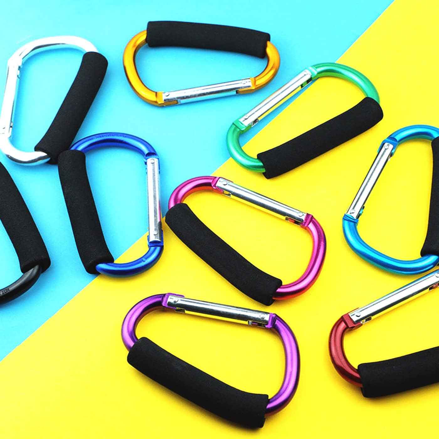 Stroller Hooks by Baby,Large Stroller Hooks for Mommy, 2 pcs Carabiner Stroller Hook Organizer for Hanging Purses, Diaper Bag, Shopping Bags Sky Blue