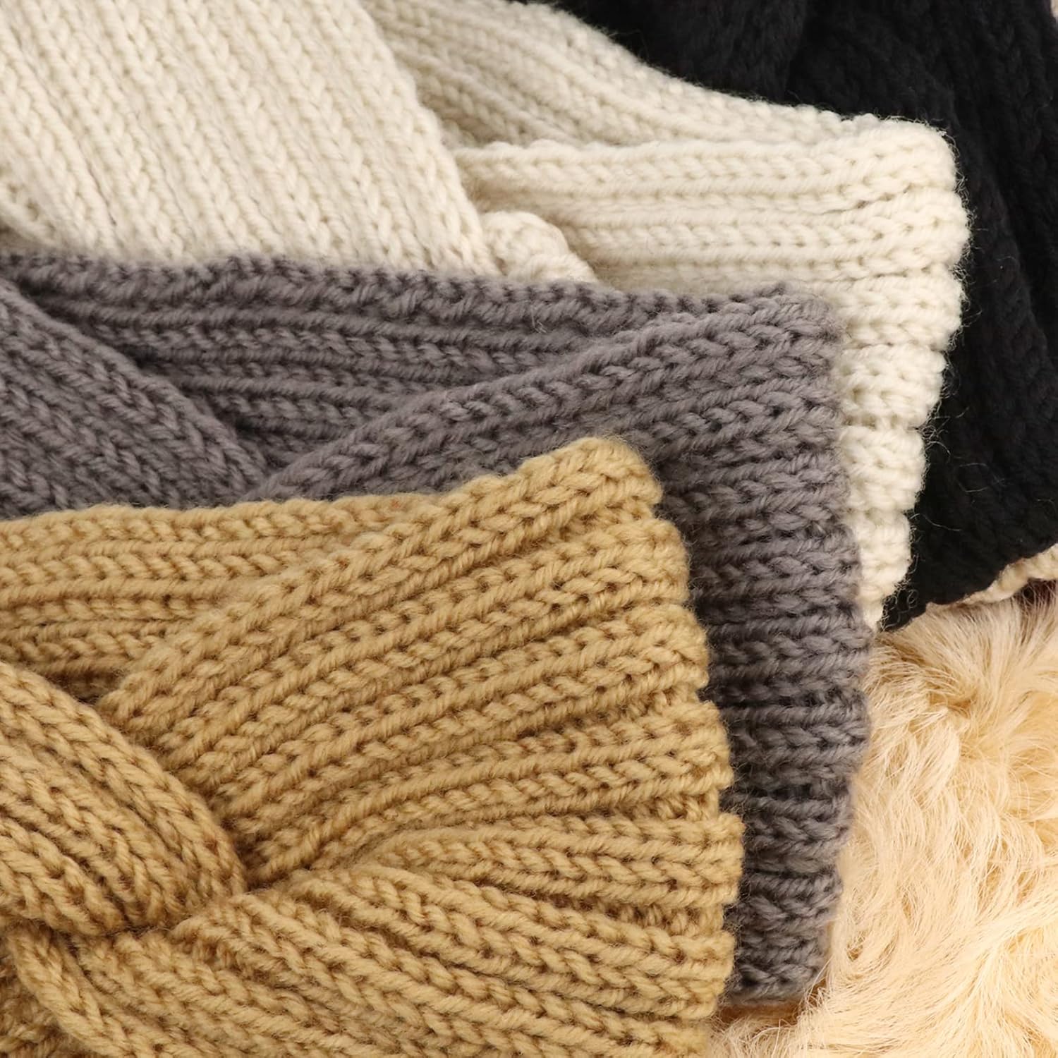 Knit Crochet Headband for Women Ear Warmer Soft Turban Stretch Headbands Warmer Winter Running Fashion Head Wrap Winter Accessories