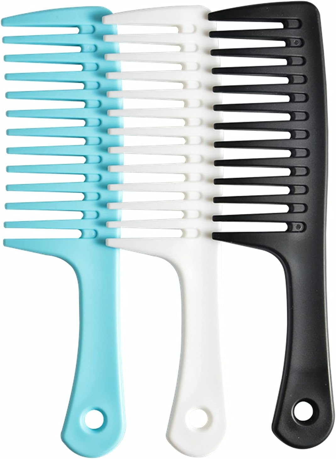 3 Pcs Wide Tooth Comb, Detangler Hair Comb for Women Shower Wet Dry Curly Long Thick Hair Blue White Black
