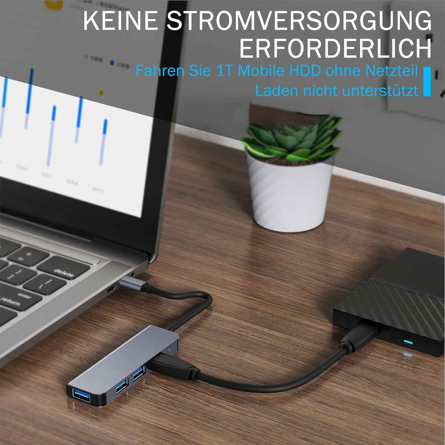 4-Port USB 3.0 Hub, Portable Data USB Hub, USB Splitter for MacBook, Mac Pro, Mac mini, iMac, Surface Pro, Laptop, PC, Flash Drive, Mobile HDD Charging Not Supported 3.9ft