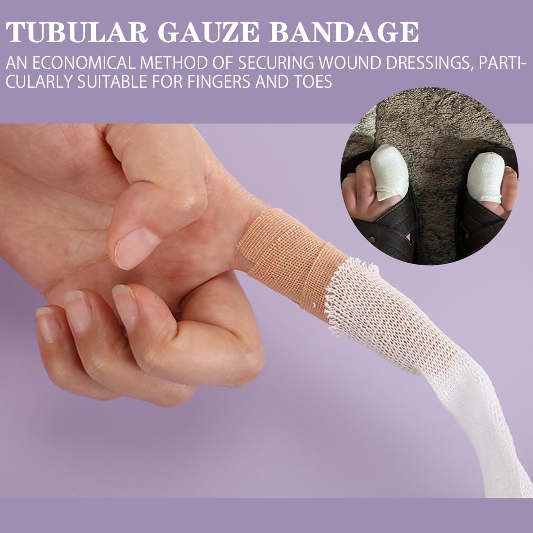 Finger Tubular Bandage, Net Wound Dressing Stretch Tubing Gauze Dressing Retainer Breathable Thumb Toe Covers for Wounds Finger Applicator and Splint, 1.5CM X 20M