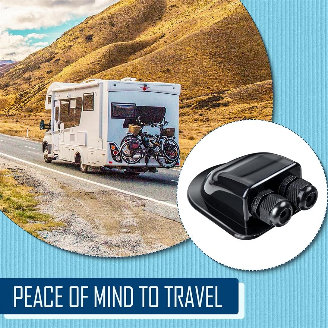Solar Cable Entry Gland - Waterproof Double Connector Cover, Photovoltaic Plastic Bracket Curved ABS Dual Entry Housing for RV, Caravan Boat Panels