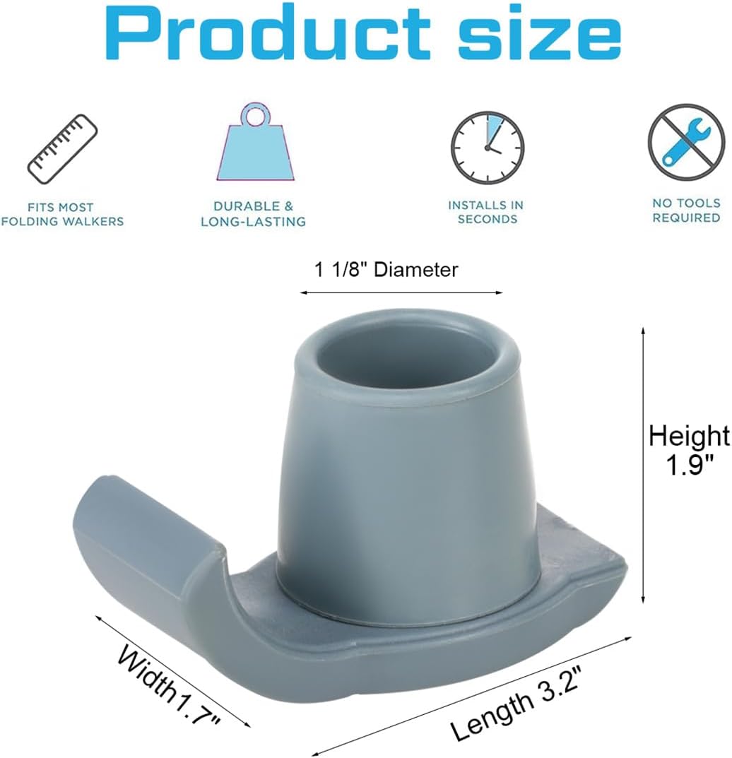 Walker Ski Glides for Folding Walker 2 Pack Rubber Walker Glide Caps Walker Replacement Accessories for Seniors, 1⅛" Inch 28mm