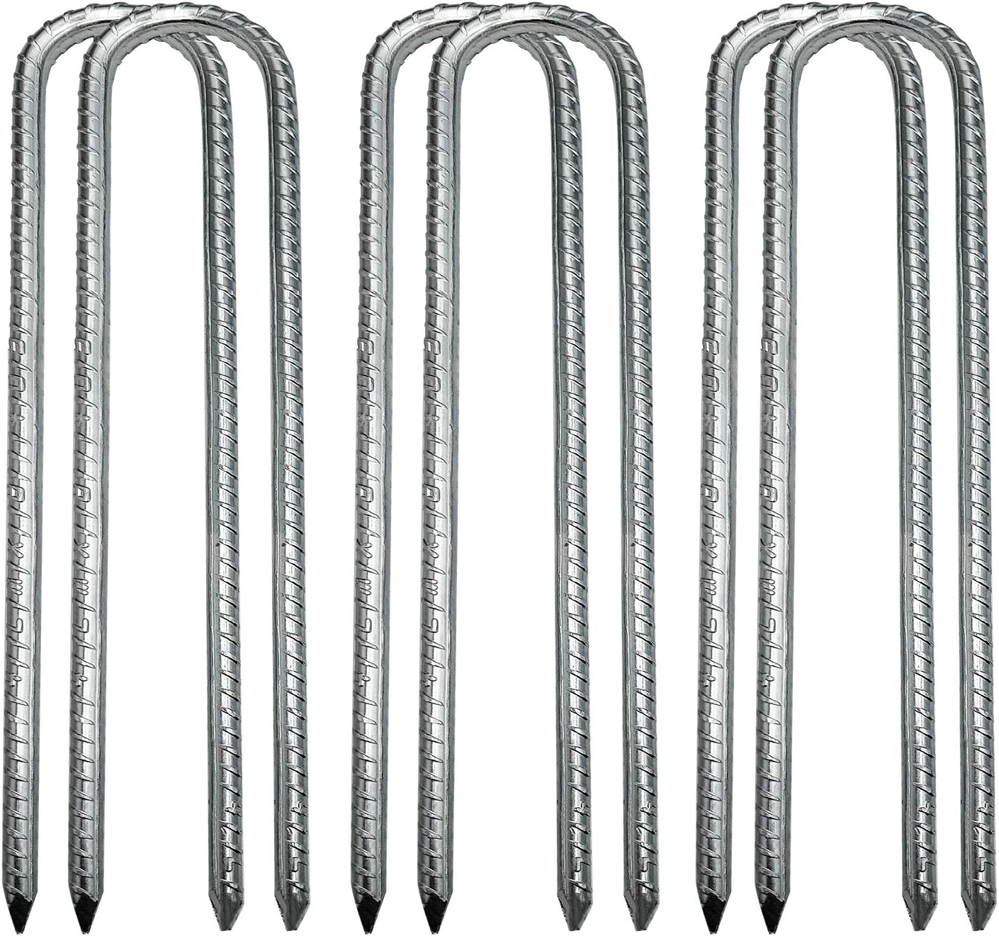 Ground Stakes, Tent Nails, Ground Anchors Garden Staples Steel Galvanized Pegs, Heavy Duty U Landscape Pins for Camping Tents Trampoline Canopies Sheds Ports Gardening 12 Inch 6pack