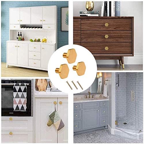 IME Drawer Knobs, Brass Cabinet Door Knobs Furniture Cupboard Pull Handle Wardrobe Dressers Knobs Hardware with Screw 3PCS 30X20MM