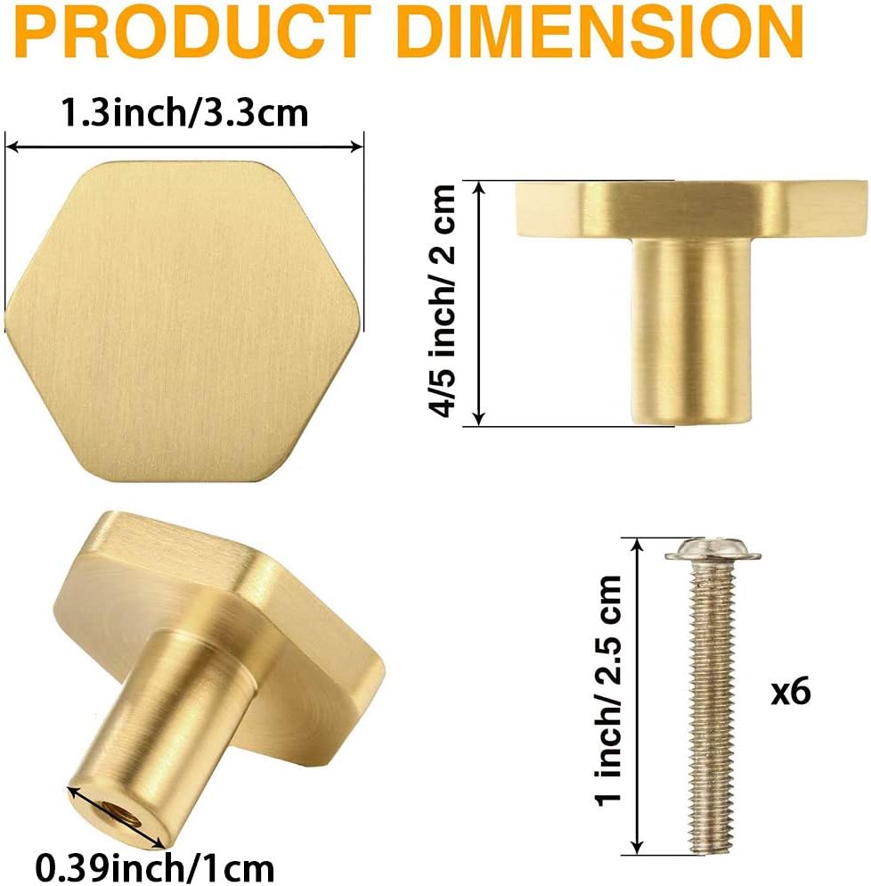 IME Drawer Knobs, Brass Cabinet Door Knobs Furniture Cupboard Pull Handle Wardrobe Dressers Knobs Hardware with Screw 3PCS 30X20MM