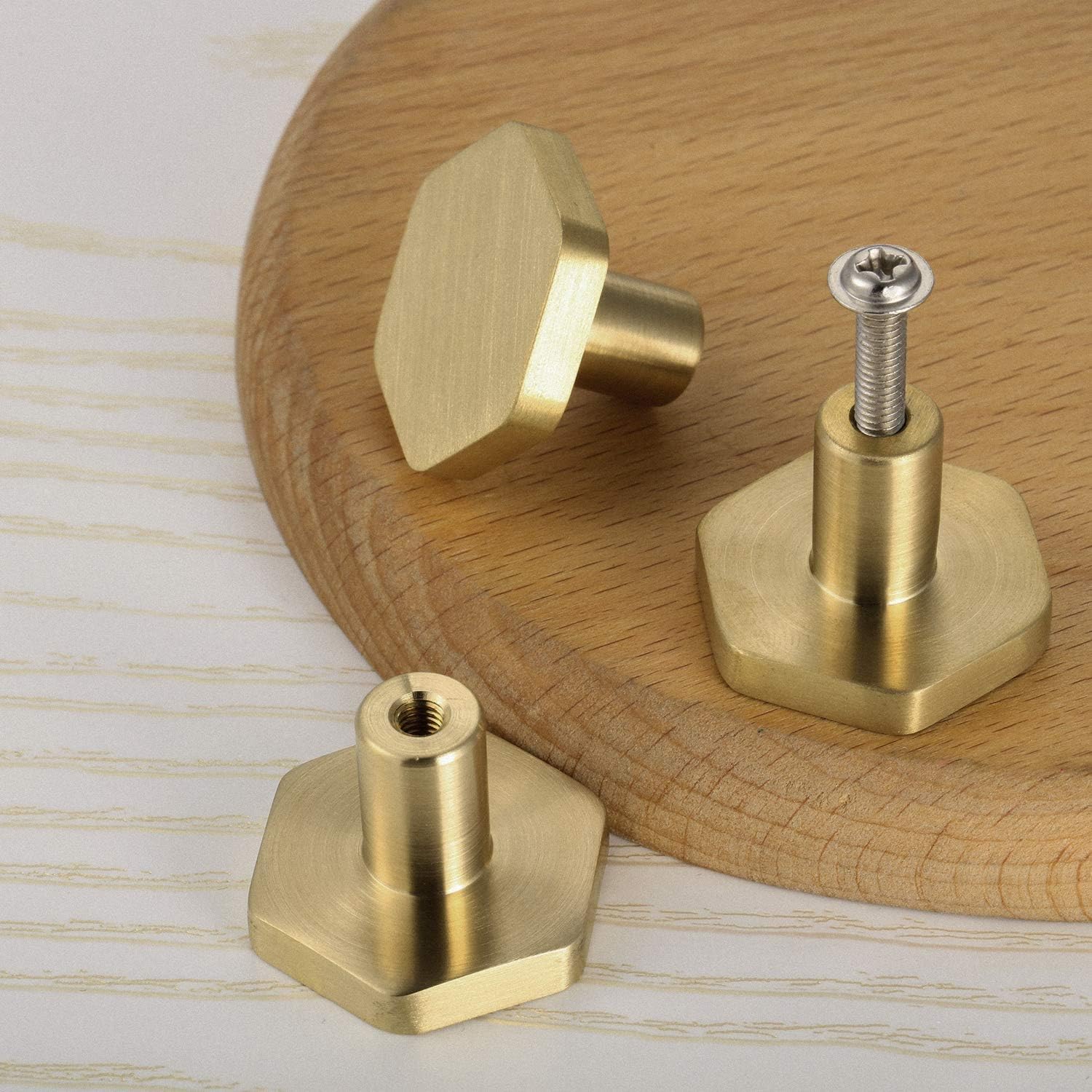 IME Drawer Knobs, Brass Cabinet Door Knobs Furniture Cupboard Pull Handle Wardrobe Dressers Knobs Hardware with Screw 3PCS 30X20MM